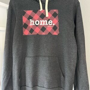Gray Hoodie with Red Plaid Home Graphic